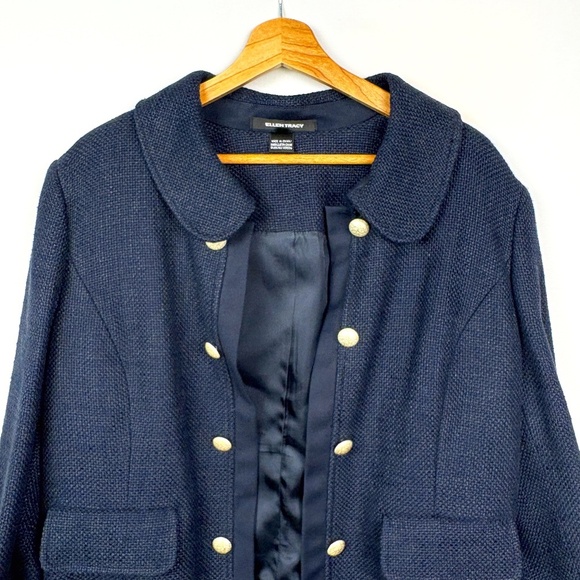 Ellen Tracy Women  Linen Tweed Textured Button Blazer Jacket Sz14 Classic Preppy - Picture 2 of 16